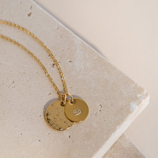 “Astro” duo necklace + hammered medal
